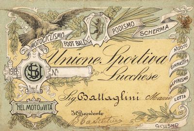 Lucchese120 - tessera del calciatore Battaglini dell'Unione Sportiva Lucchese