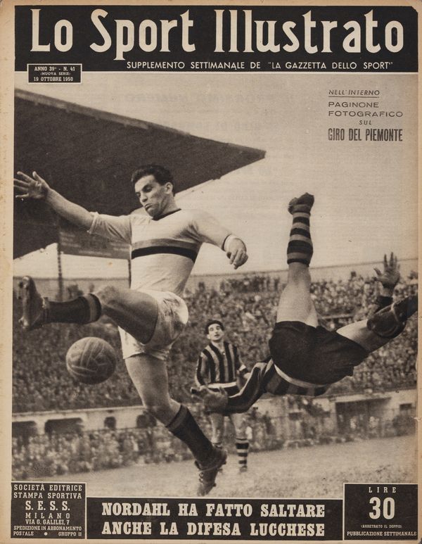 Lucchese120 - la copertina del calcio illustrato del 1950 dichiara le difficolta della luchese