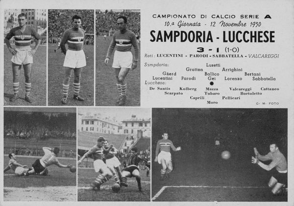 Lucchese120 - cartolina commemorativa della partita Lucchese sampdoria del 1950
