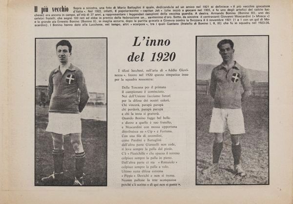 Lucchese120 - un giornale del 1920 con le foto dei primi lucchesi convocati in nazionale