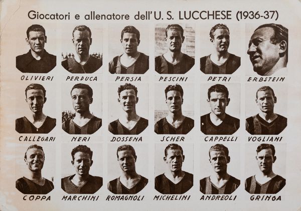Lucchese120 - cartolina commmorativa con i giocatori della formazione della promozione in serie A